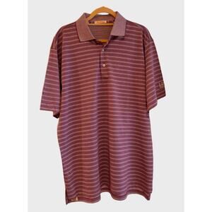Peter Millar - Men's Polo Links Magazine Embroidery Size M - Purple White Stripe